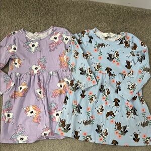 Size 4-6 H&M Unicorn and Dog Print Dresses